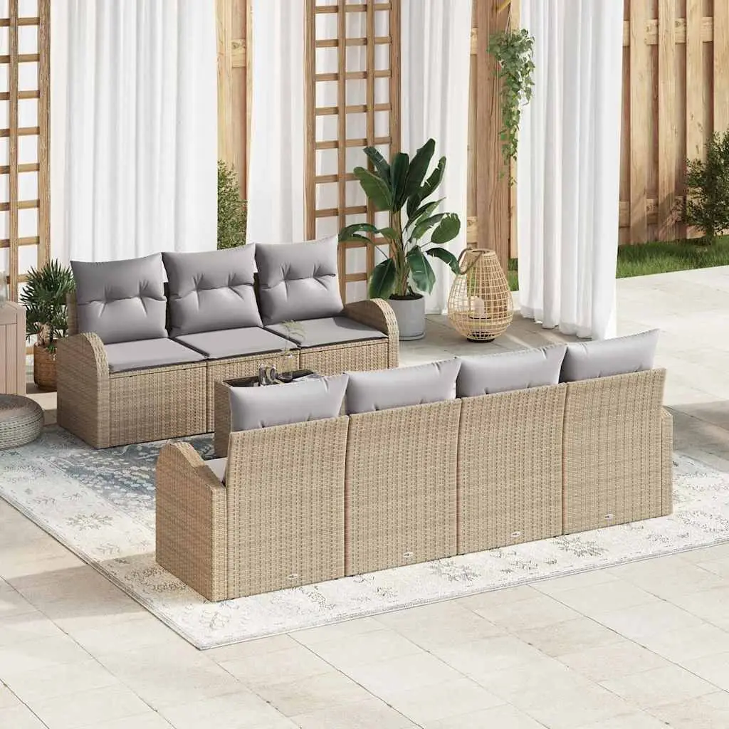 Ensemble de canapé de jardin Beige 55 x 55 x 37 cm polyrotin vidaXL 3345950