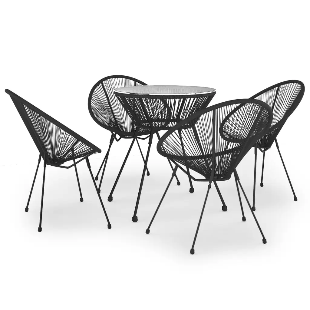 Ensemble de 5 pcs table de jardin avec chaises – mobilier de jardin Noir-JU3126