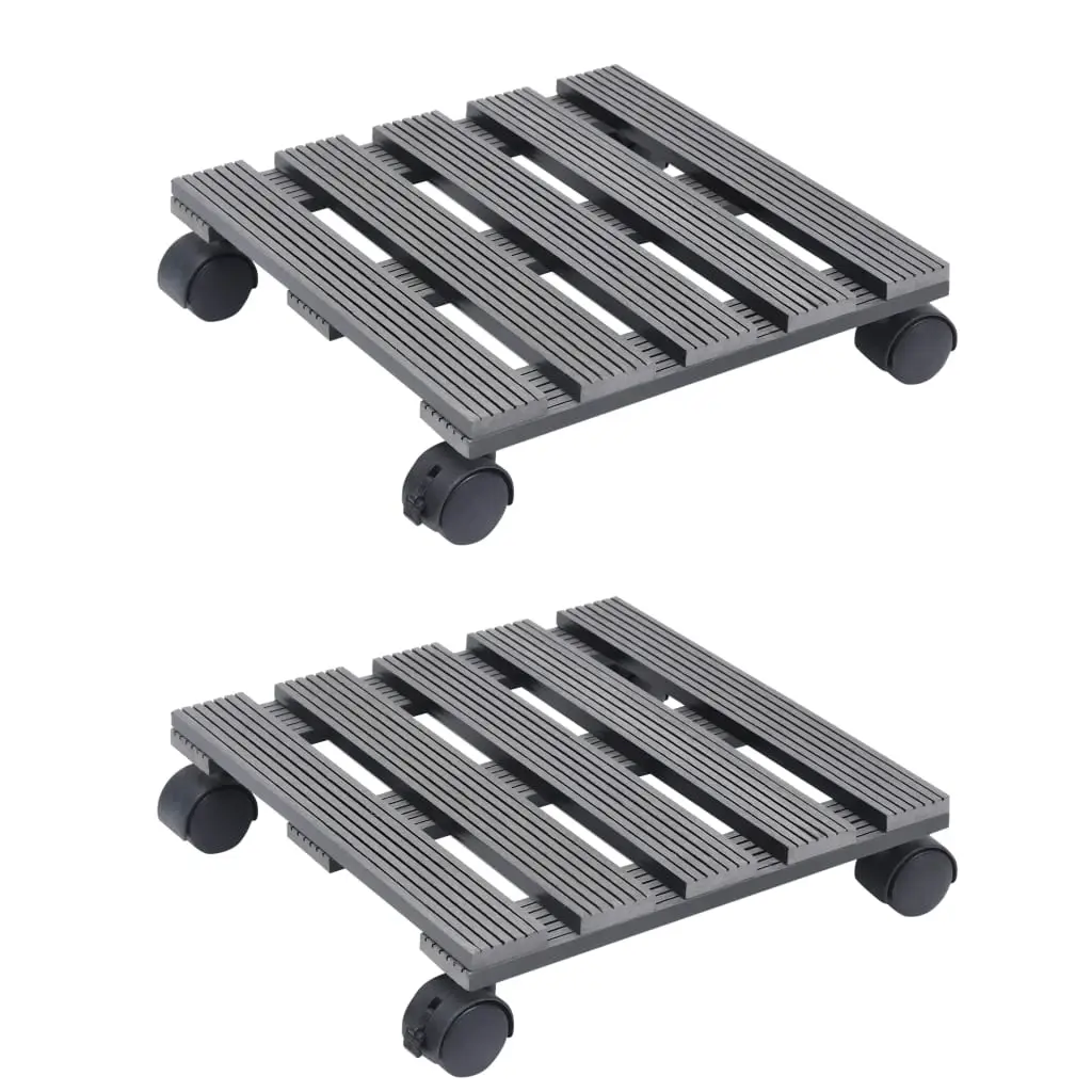 Ensemble de 2 Chariots Carrés pour Plantes WPC Gris Robuste Roulettes Freins Terrasse Balcon 30 cm – ComfortXL Outdoor Living