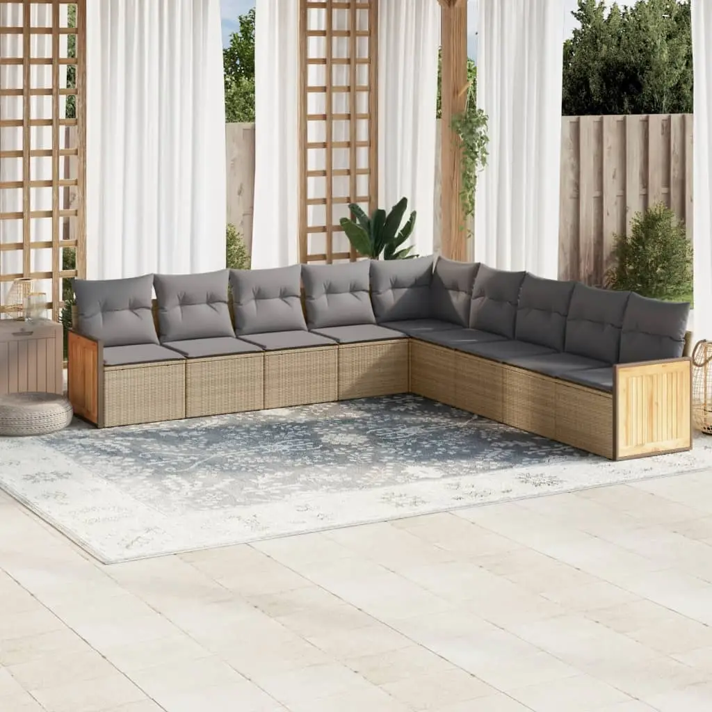 Ensemble canapés de jardin 9 éléments en résine tressée confortable pour extérieur Beige – ComfortXL Outdoor Living