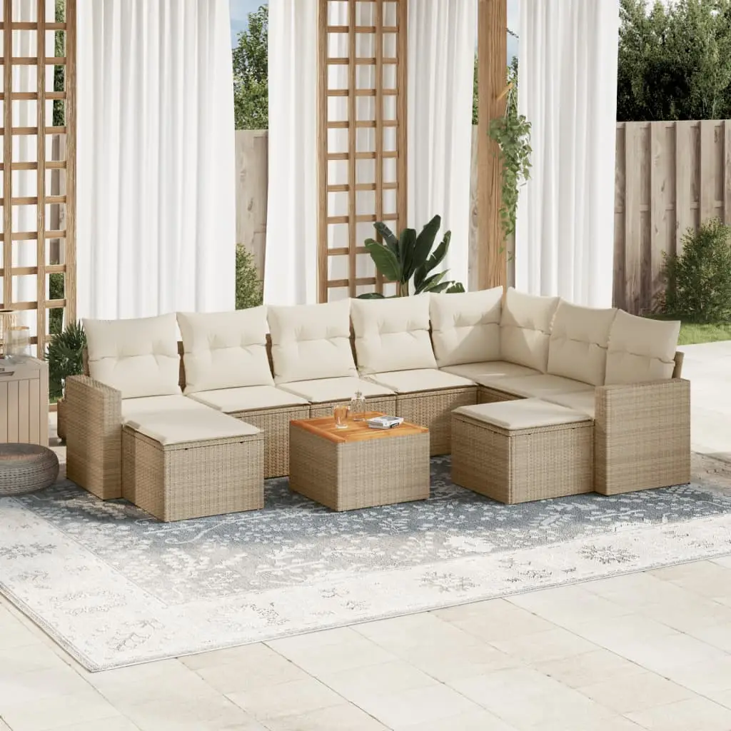 Ensemble de Jardin Modulable 10 Pièces Poly Rotin Beige avec Repose-pieds Confort – ComfortXL Outdoor Living