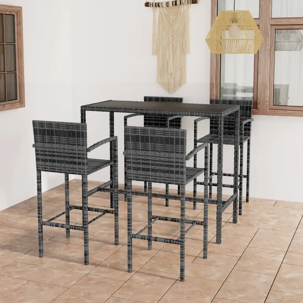 Ensemble de bar de jardin 5 pcs Résine tressée Gris vidaXL 3064844