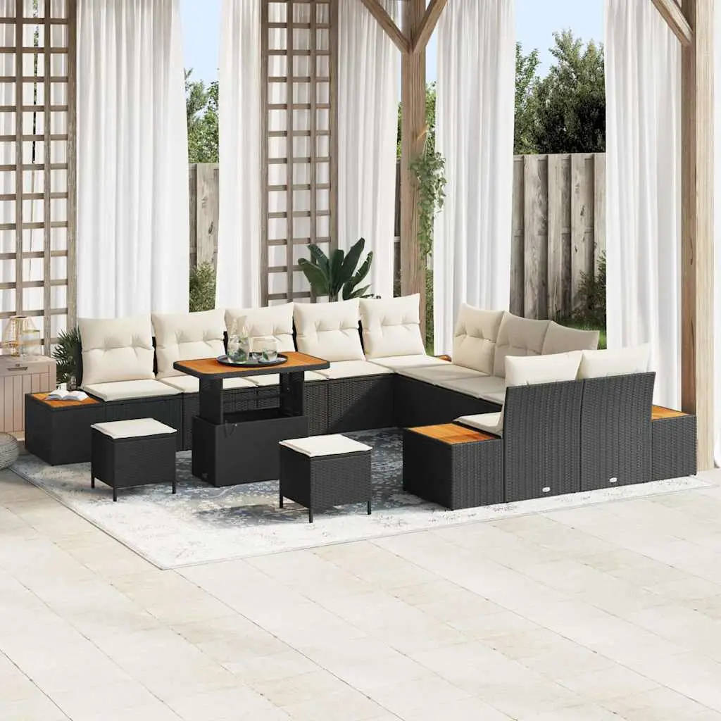 Ensemble de jardin moderne modulable 12 places en résine tressée Noir – ComfortXL Outdoor Living