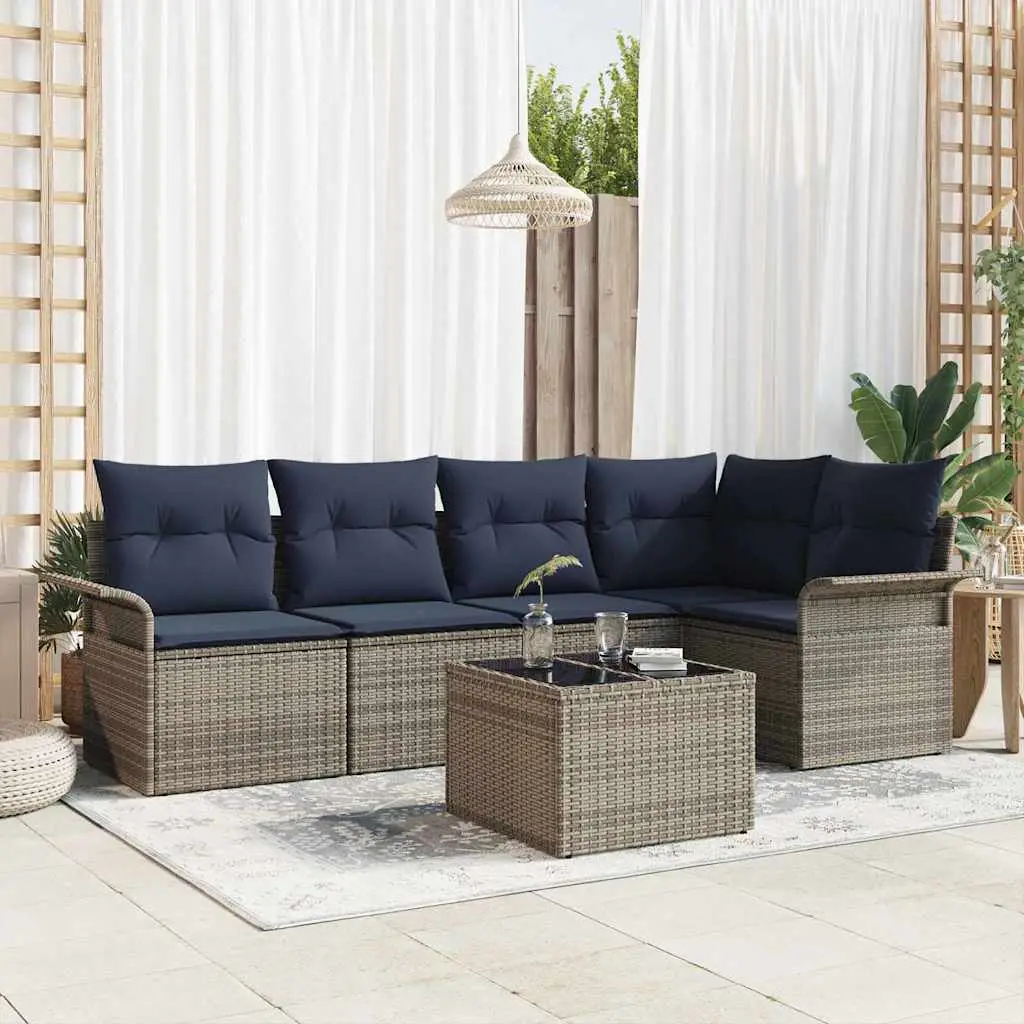 Ensemble de canapé de jardin avec stockage 6 pcs Gris polyrotin vidaXL 3354044