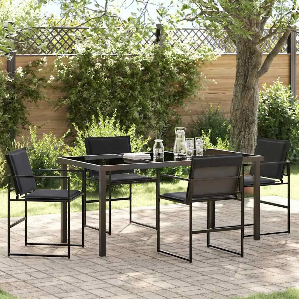 Ensemble de salle à manger pour jardin 5 pcs Noir vidaXL 3379334 Noir et gris foncé