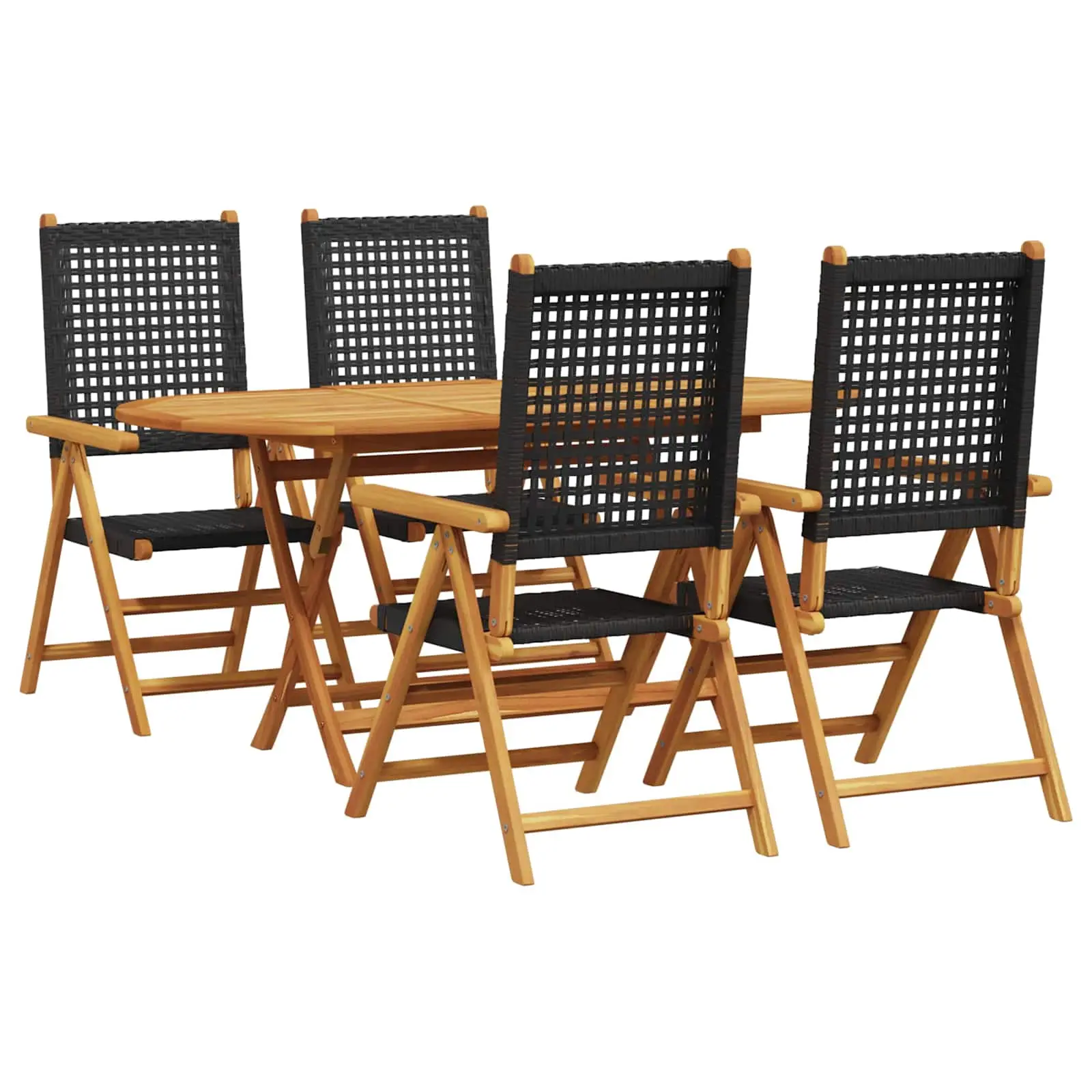 Ensemble de salle à manger pour jardin 5 pcs Noir vidaXL 3375730