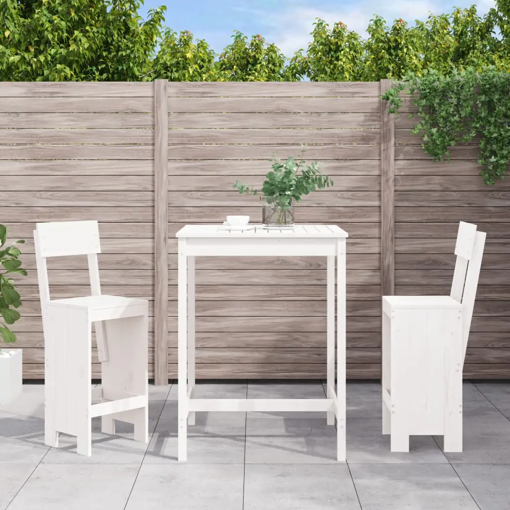 Ensemble de bar de jardin 3 pcs blanc bois de pin massif vidaXL 3157794