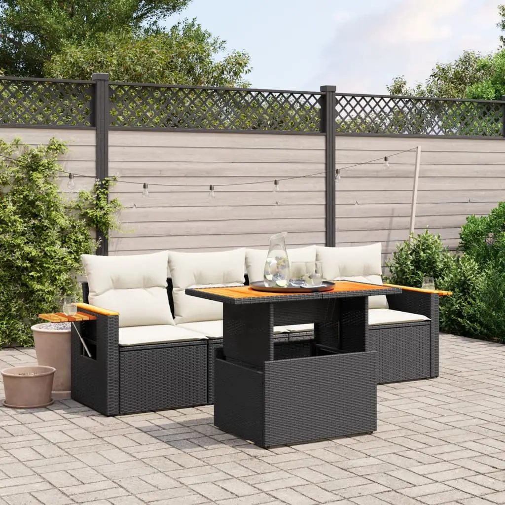 Ensemble canapés 5 pcs Résine Tressée Noire Table Réglable Tablette latérale – ComfortXL Outdoor Living