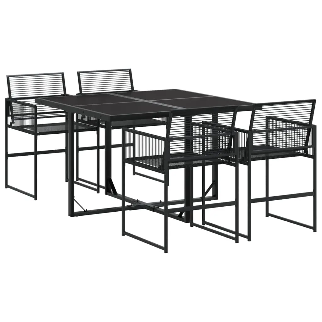 Ensemble de 5 pcs table de jardin avec chaises – mobilier de jardin Noir Résine tressée-JU2463