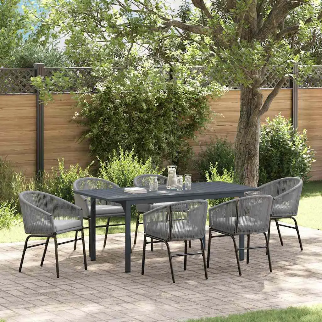 Ensemble de salle à manger pour jardin 7 pcs Gris polyrotin vidaXL 3378826