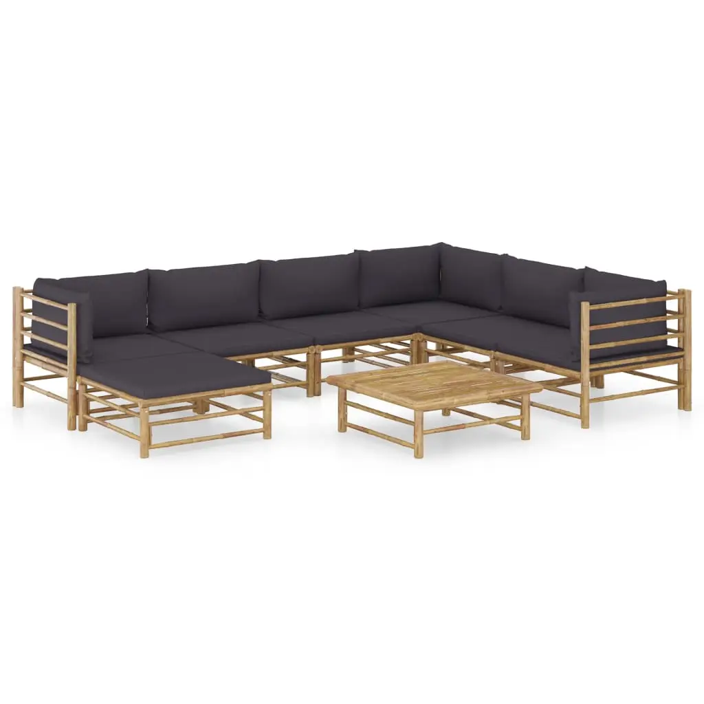 Ensemble de Jardin Modulable en Bambou 8 Pièces pour Terrasse Balcon Gris – ComfortXL Outdoor Living