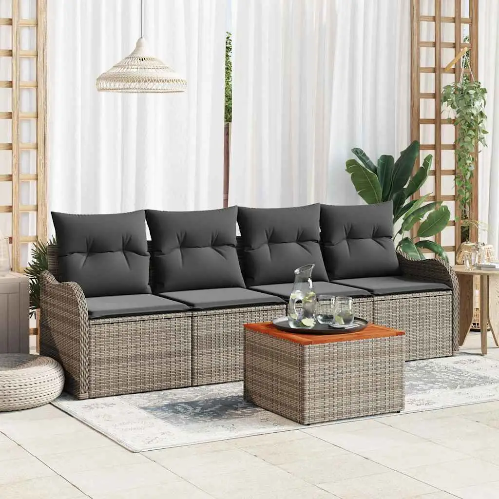 Ensemble de canapé de jardin avec stockage 5 pcs Gris polyrotin vidaXL 3356179