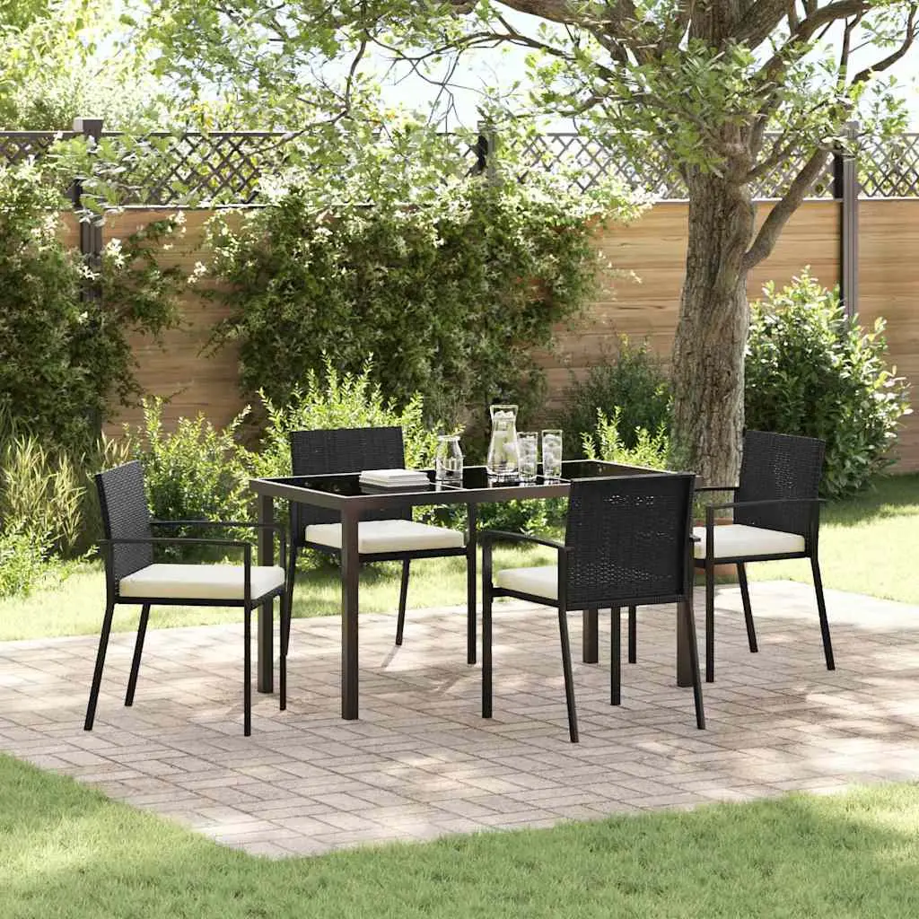 Ensemble de salle à manger pour jardin 5 pcs Noir vidaXL 3379235