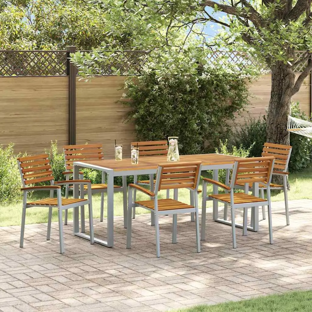 Ensemble de salle à manger pour jardin 7 pcs Gris vidaXL 3284364
