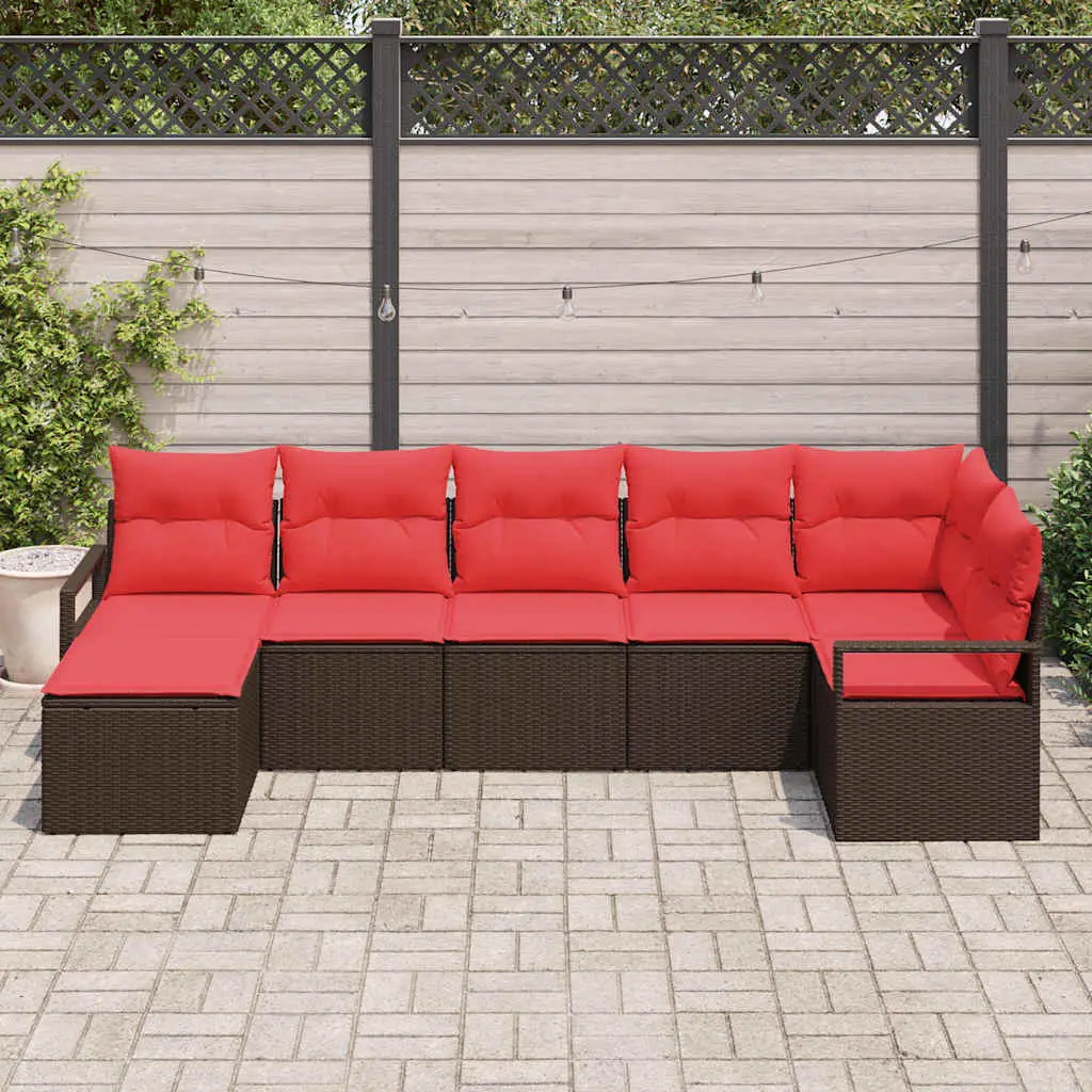 Ensemble de Canapés avec coussin 7 pcs Marron polyrotin vidaXL 3346474