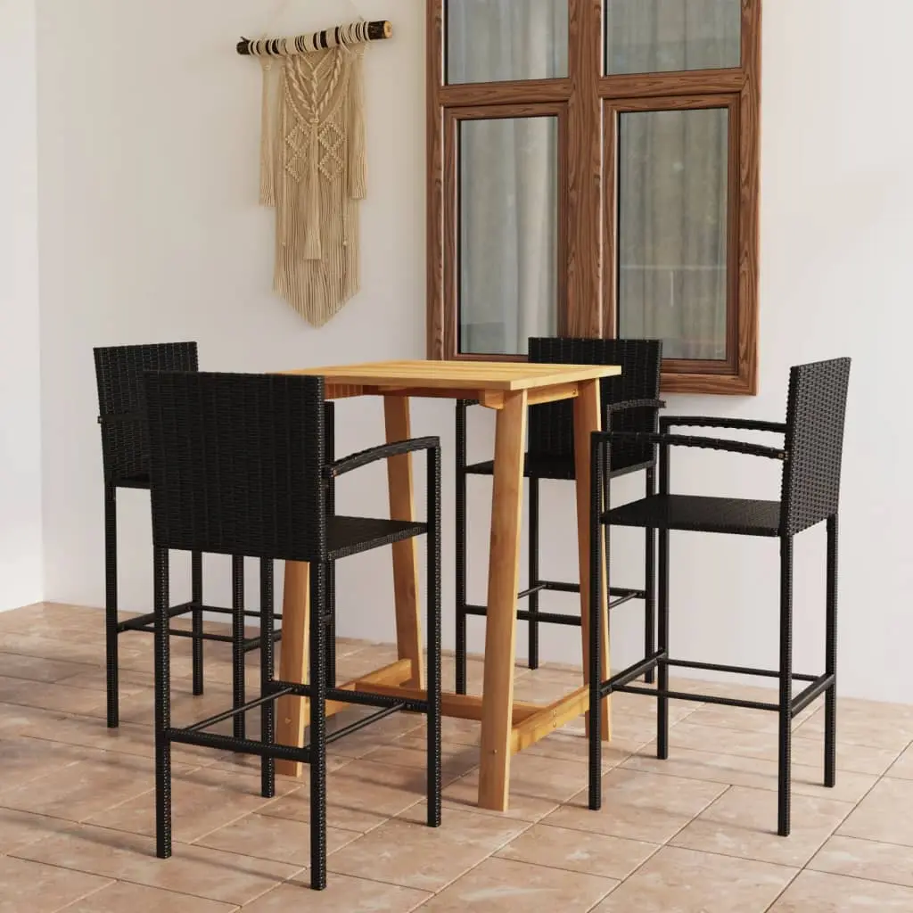 Ensemble de bar de jardin 5 pcs Noir vidaXL 3067956
