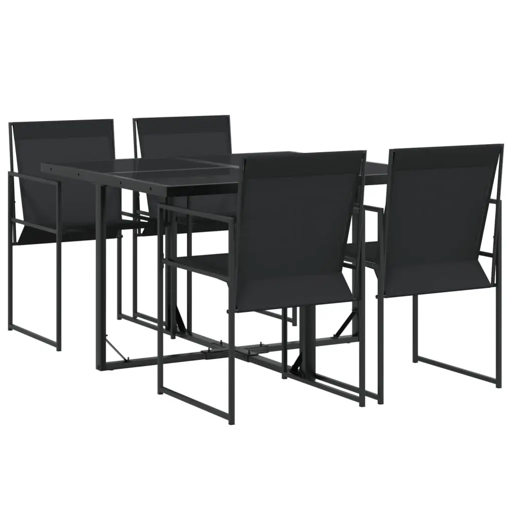 Ensemble de 5 pcs table de jardin avec chaises – mobilier de jardin noir textilène