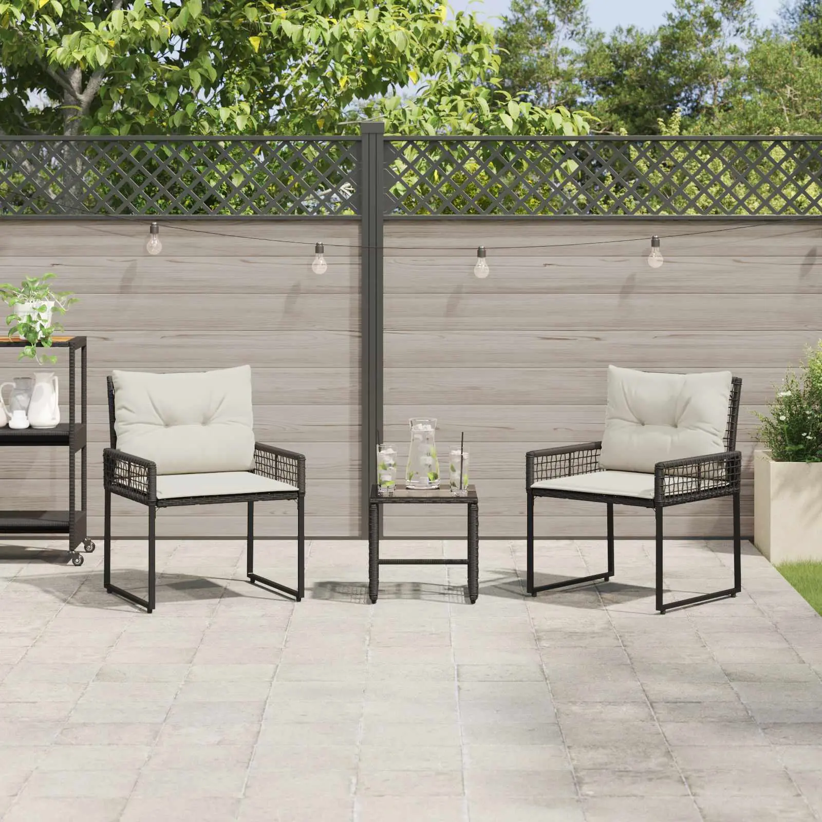 Ensemble de meubles d’extérieur 3 pcs Noir et Blanc vidaXL 42025174