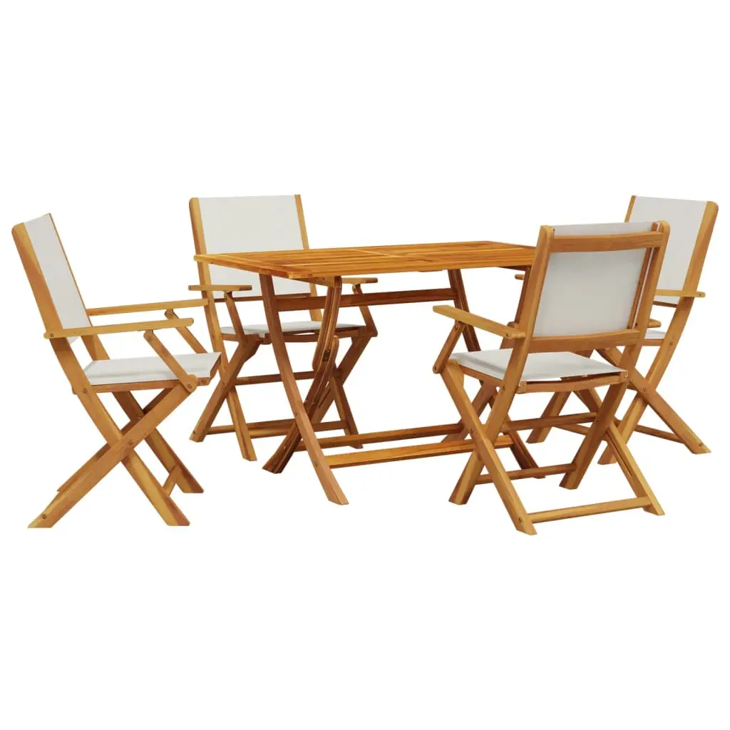 Ensemble de 5 pcs table de jardin avec chaises – mobilier de jardin blanc crème tissu bois massif