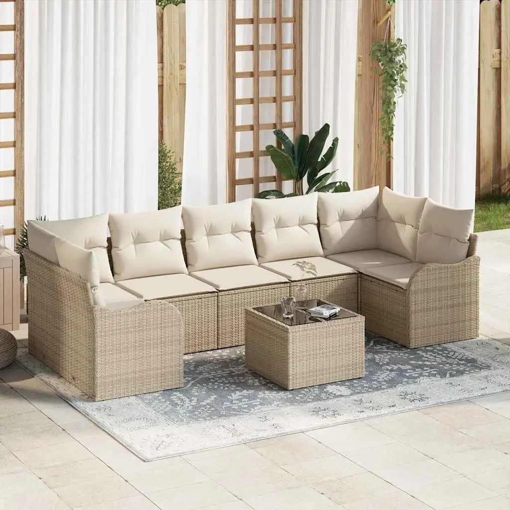 Ensemble de canapé de jardin Beige 55 x 55 x 37 cm polyrotin vidaXL 3345621