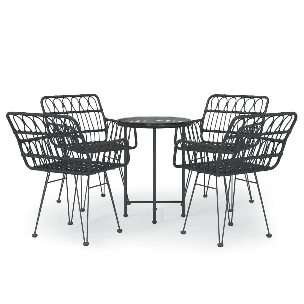 Ensemble de 5 pcs table de jardin avec chaises – mobilier de jardin Noir Résine tressée-JU2427