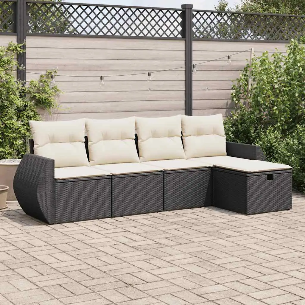 Ensemble canapés de jardin 5 pcs en résine tressée avec rangement Noir – ComfortXL Outdoor Living