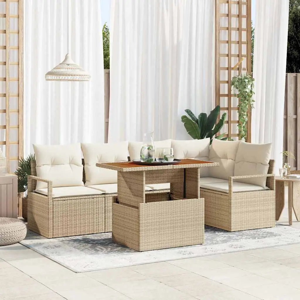 Ensemble de salle à manger pour jardin 6 pcs Beige et crème vidaXL 3349714 beige et crème