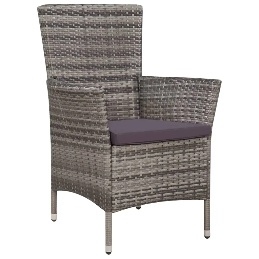 Ensemble Chaise et tabouret d’extérieur – Fauteuil de jardin – Chaise de jardin et coussins Résine tressée Gris