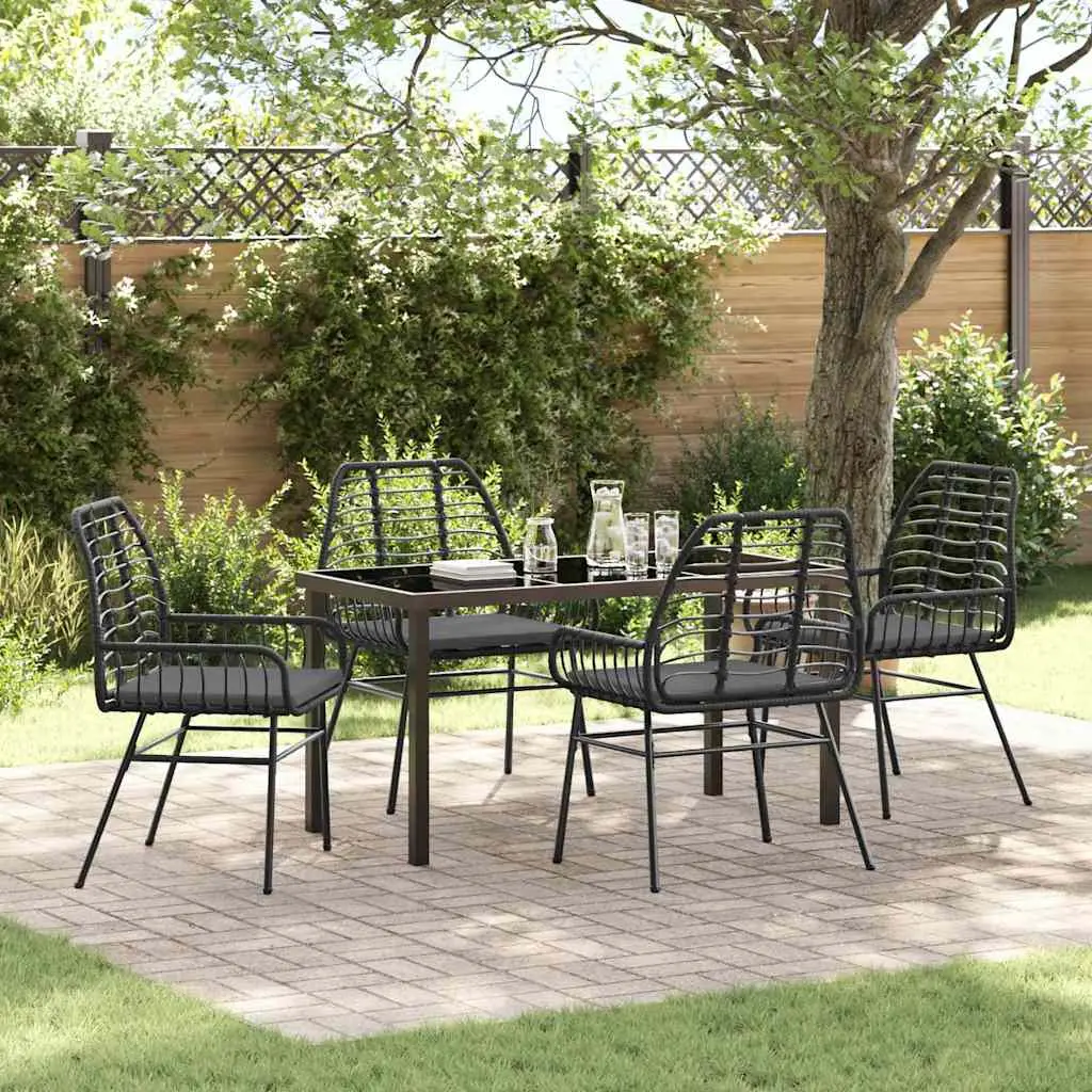 Ensemble de salle à manger pour jardin 5 pcs Noir polyrotin vidaXL 3380857 Noir et gris foncé