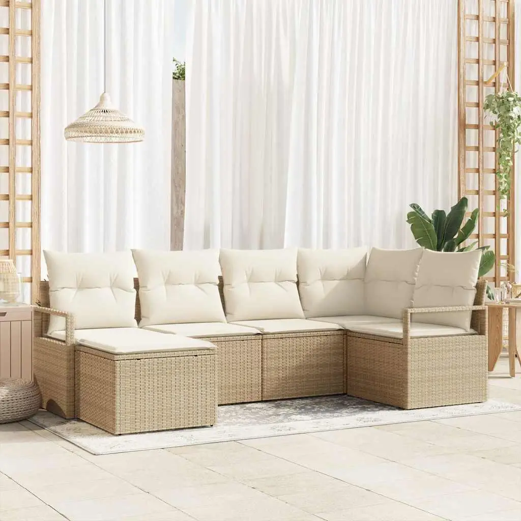 Ensemble de Canapés avec coussin 8 pcs Beige et crème polyrotin vidaXL 3355150