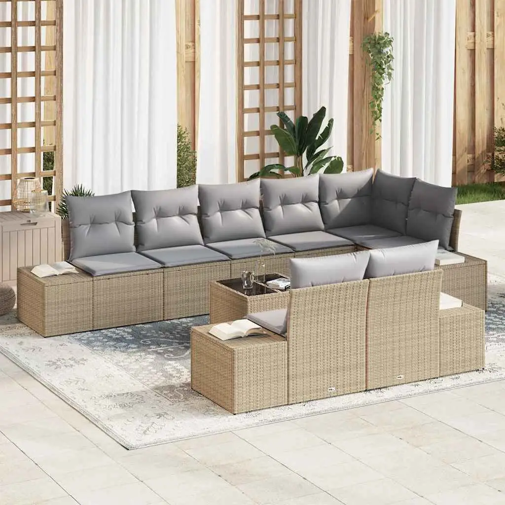 Ensemble de canapé de jardin Beige et Gris clair Poly rotin vidaXL 3355789