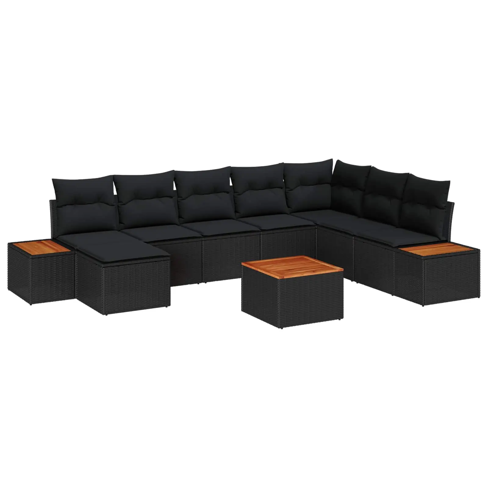 Ensemble de canapé de jardin avec coussin 9 pcs Noir Poly rotin vidaXL 3348149