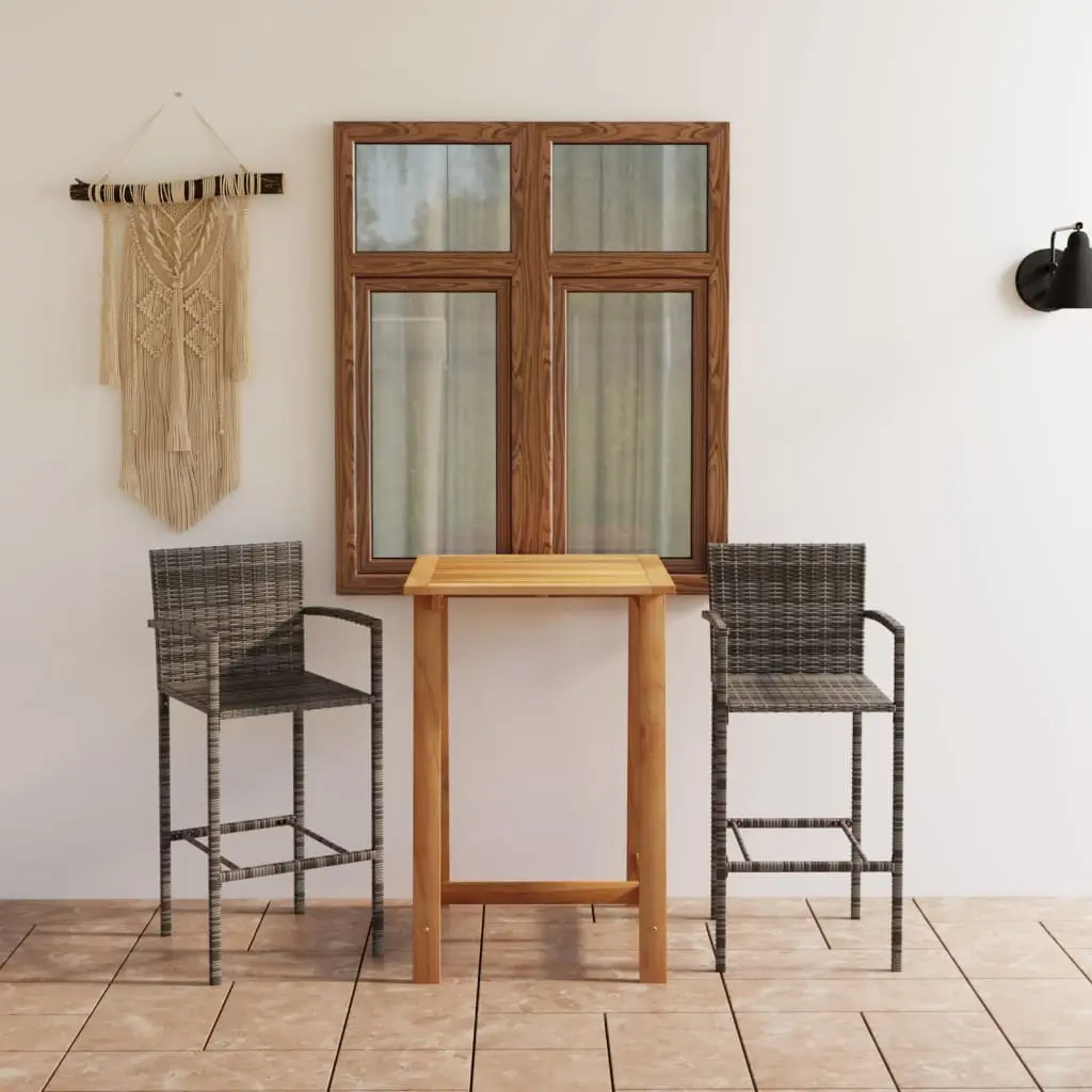 Ensemble de bar de jardin 3 pcs Gris vidaXL 3067954