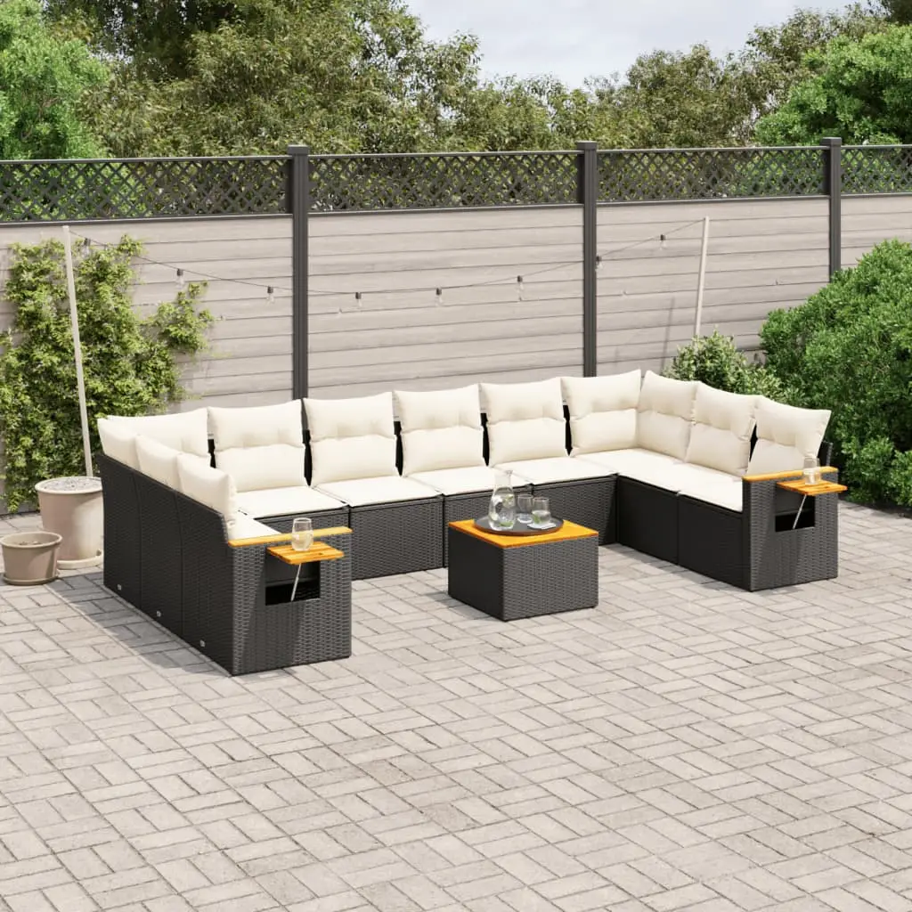 Ensemble canapé de jardin 11 pcs modulable avec coussins lavables et rangements Noir – ComfortXL Outdoor Living