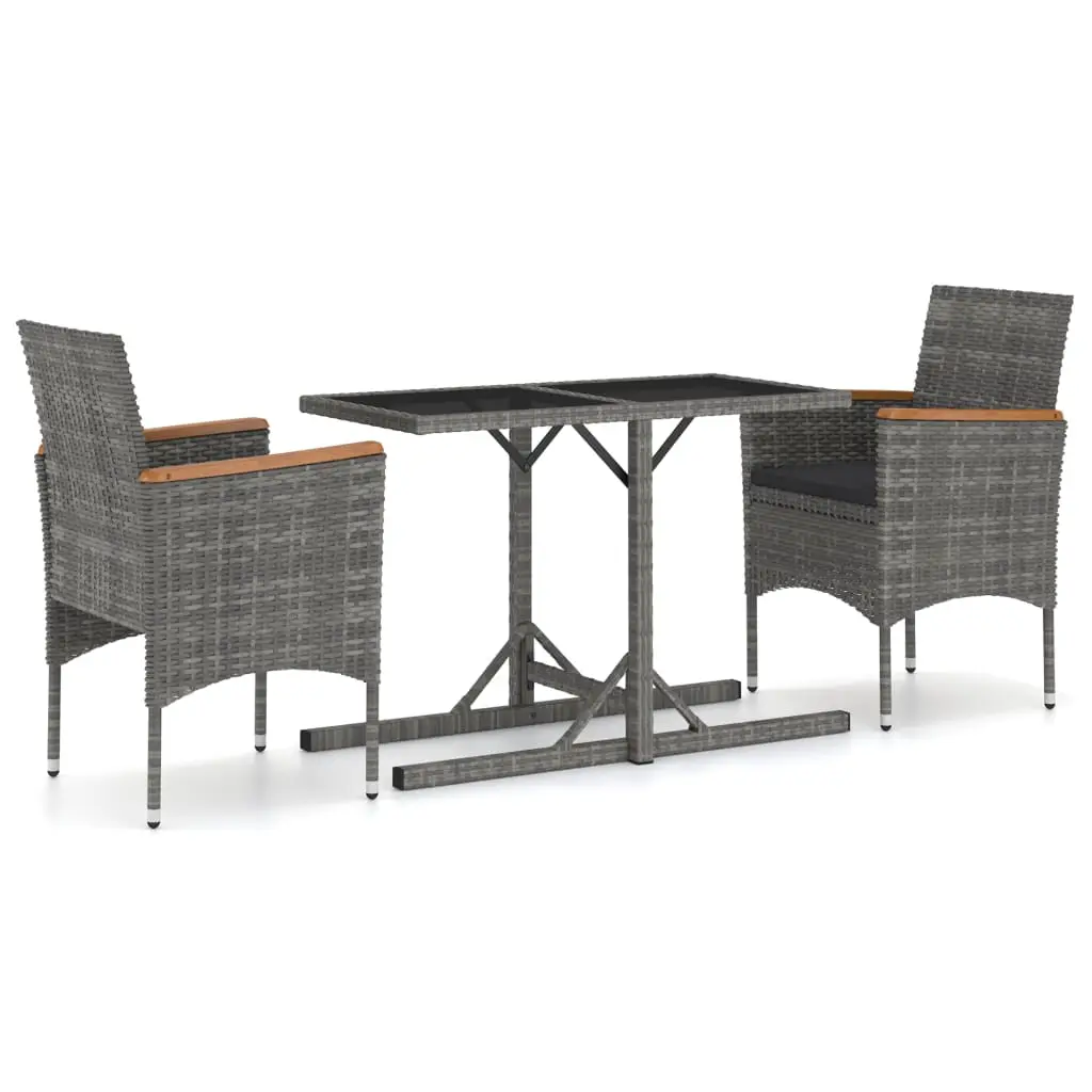 Ensemble de 3 pcs table de jardin avec chaises – mobilier de jardin Gris-JU2938