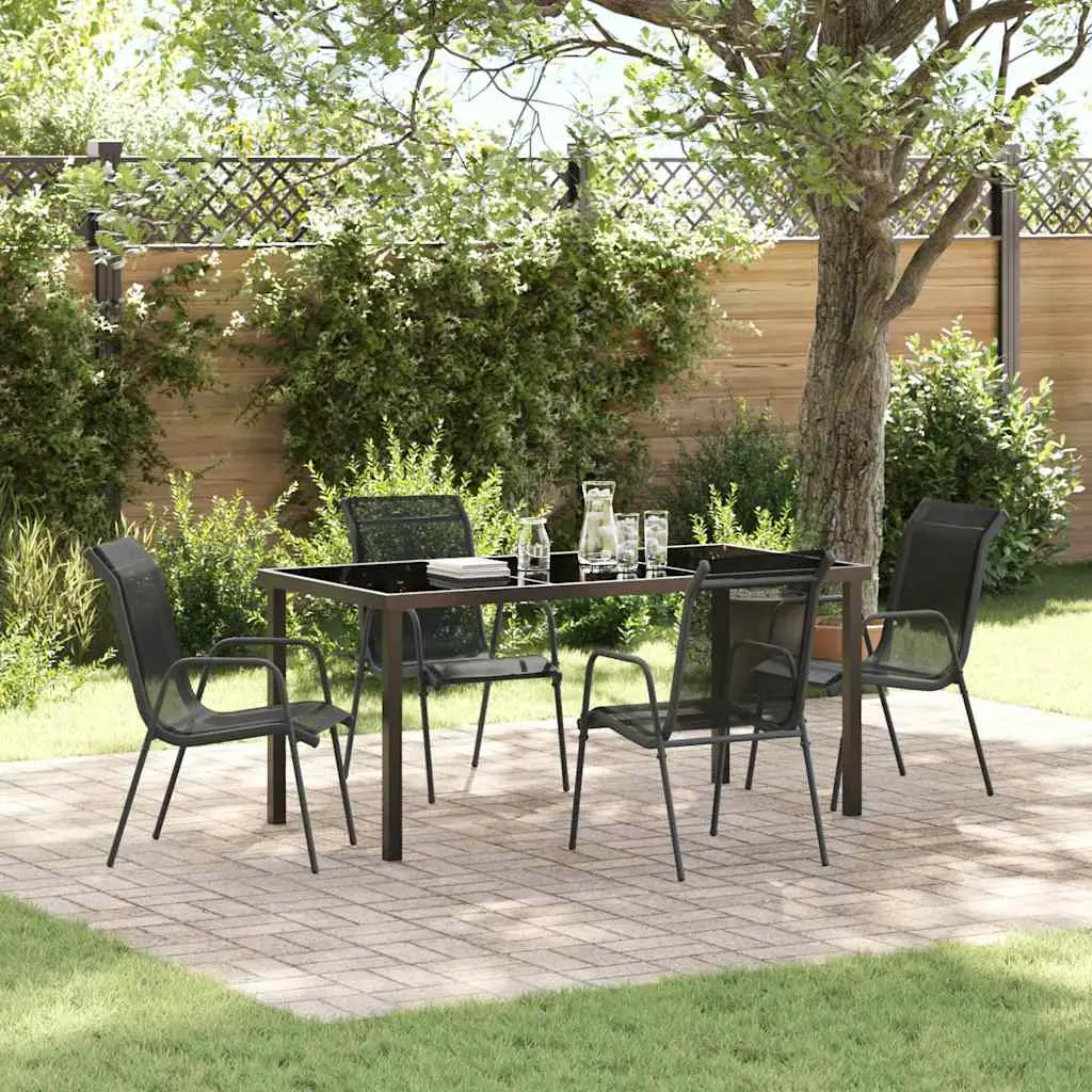 Ensemble de salle à manger pour jardin 5 pcs Noir vidaXL 3379138