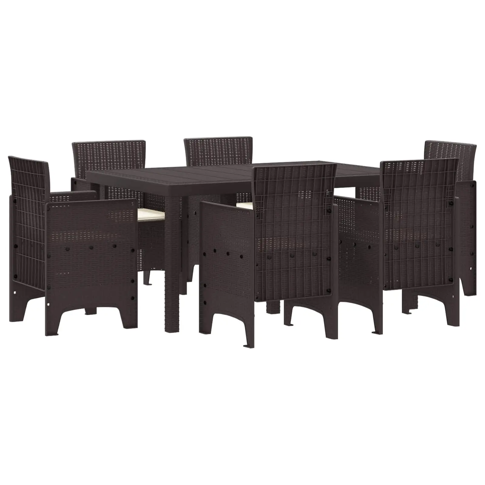 Ensemble de salle à manger pour jardin 7 pcs Marron Rattan Polt vidaXL 3378561