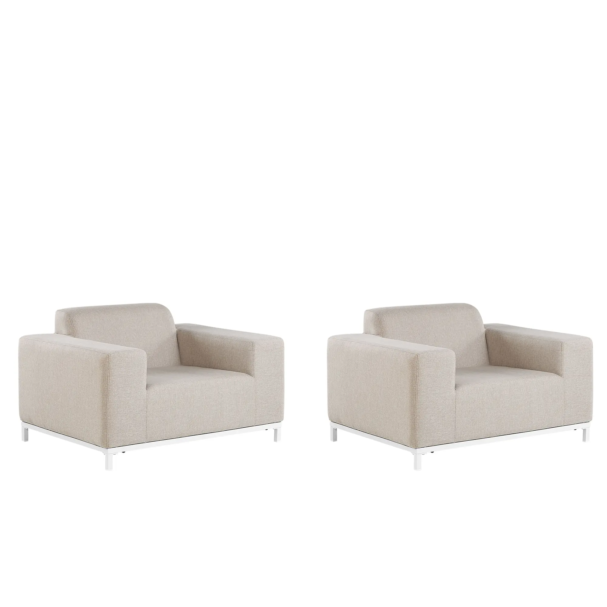 Ensemble de 2 fauteuils de jardin – Chaises de jardin ROVIGO Tissu Beige