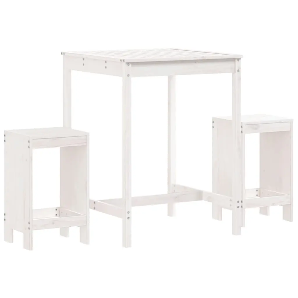 Ensemble de 3 pcs bar de jardin – Mobilier d’extérieur – Mobilier de jardin blanc bois de pin massif-JU2185
