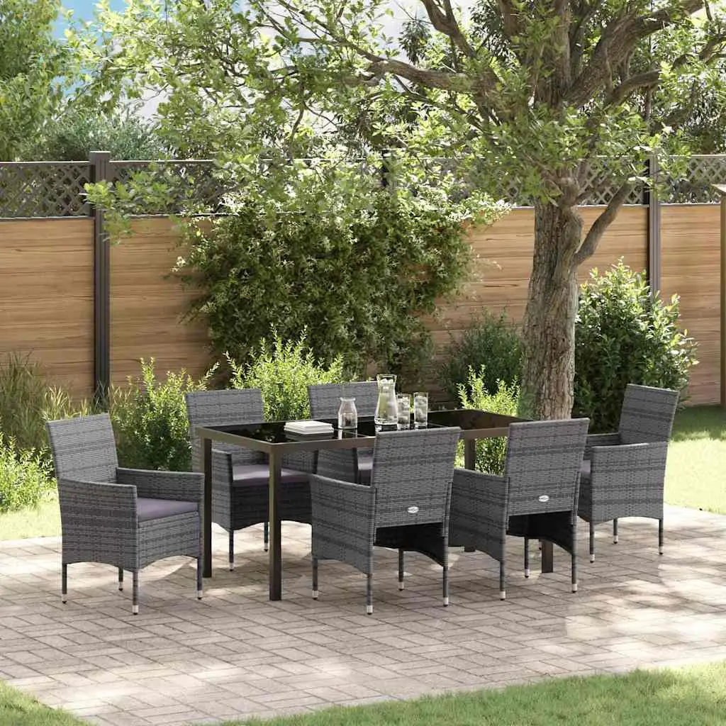 Ensemble de salle à manger pour jardin 7 pcs Gris polyrotin vidaXL 3379734