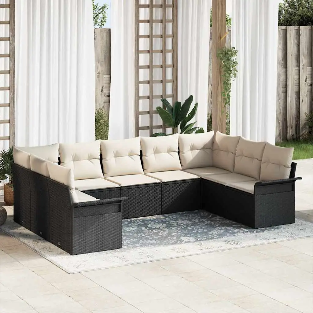 Ensemble de canapé de jardin avec stockage 9 pcs Noir polyrotin vidaXL 3354186