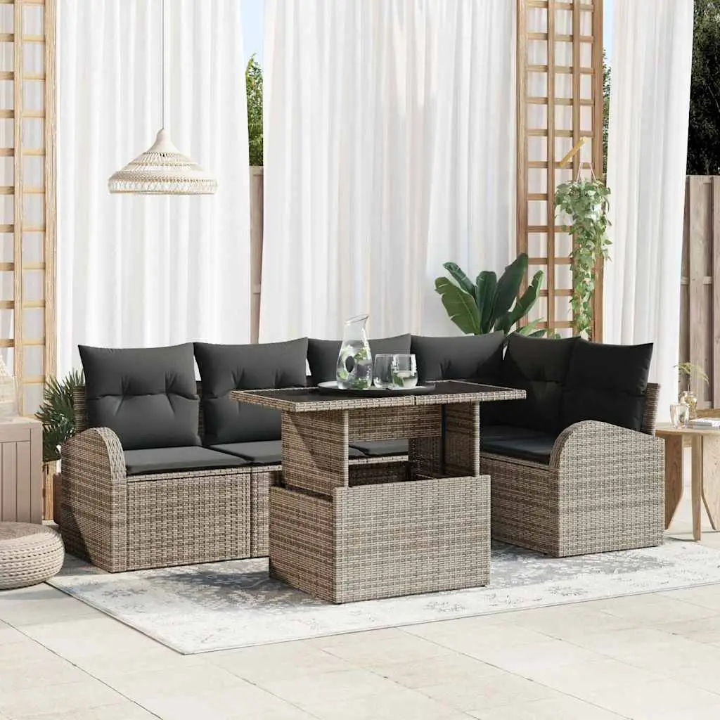 Ensemble Canapé Terrasse 6 Pièces Polyrotin Gris Coussins Confort Inclus – ComfortXL Outdoor Living