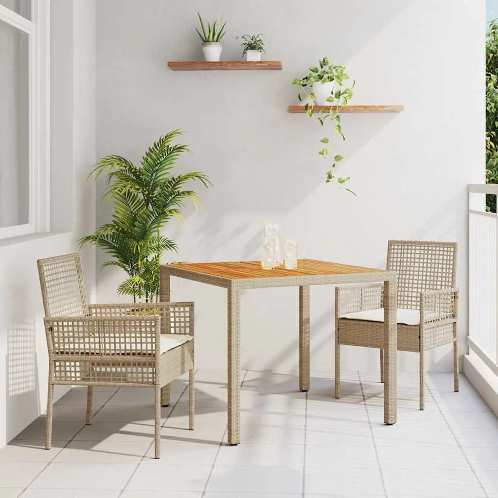 Ensemble de repas pour balcon 2 places en polyrotin beige avec table et chaises coussins – ComfortXL Outdoor Living