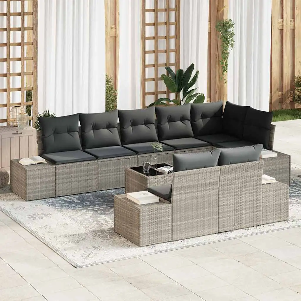 Ensemble de canapé de jardin Gris clair Poly rotin vidaXL 3355791