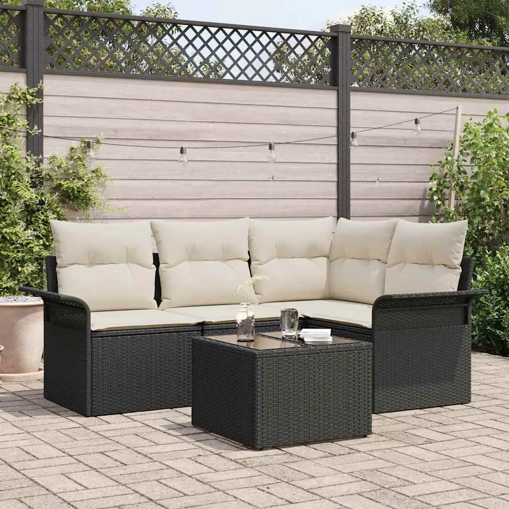 Ensemble de canapé de jardin avec stockage 5 pcs Noir polyrotin vidaXL 3354016