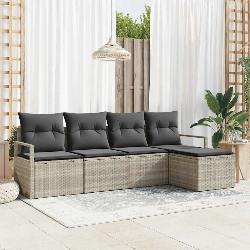 Ensemble de Canapés avec coussin 5 pcs Gris clair polyrotin vidaXL 3346342
