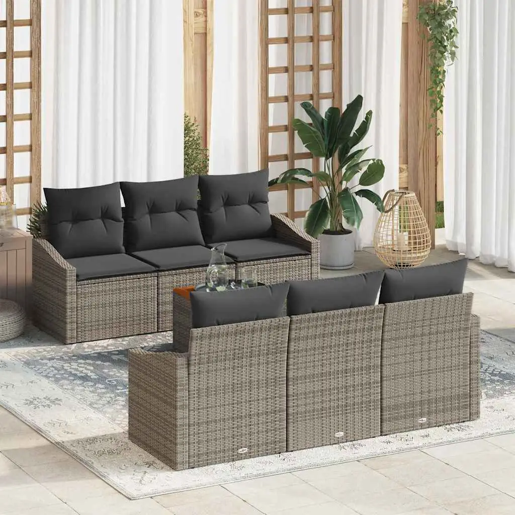 Ensemble de canapé de jardin avec stockage 7 pcs Gris polyrotin vidaXL 3356445