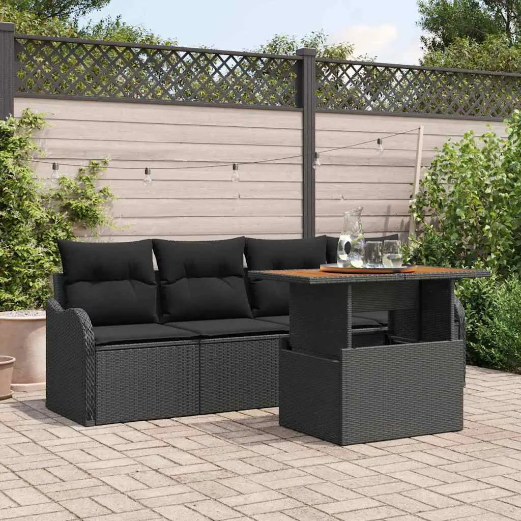 Ensemble de canapé de jardin avec stockage 5 pcs Noir polyrotin vidaXL 3358130