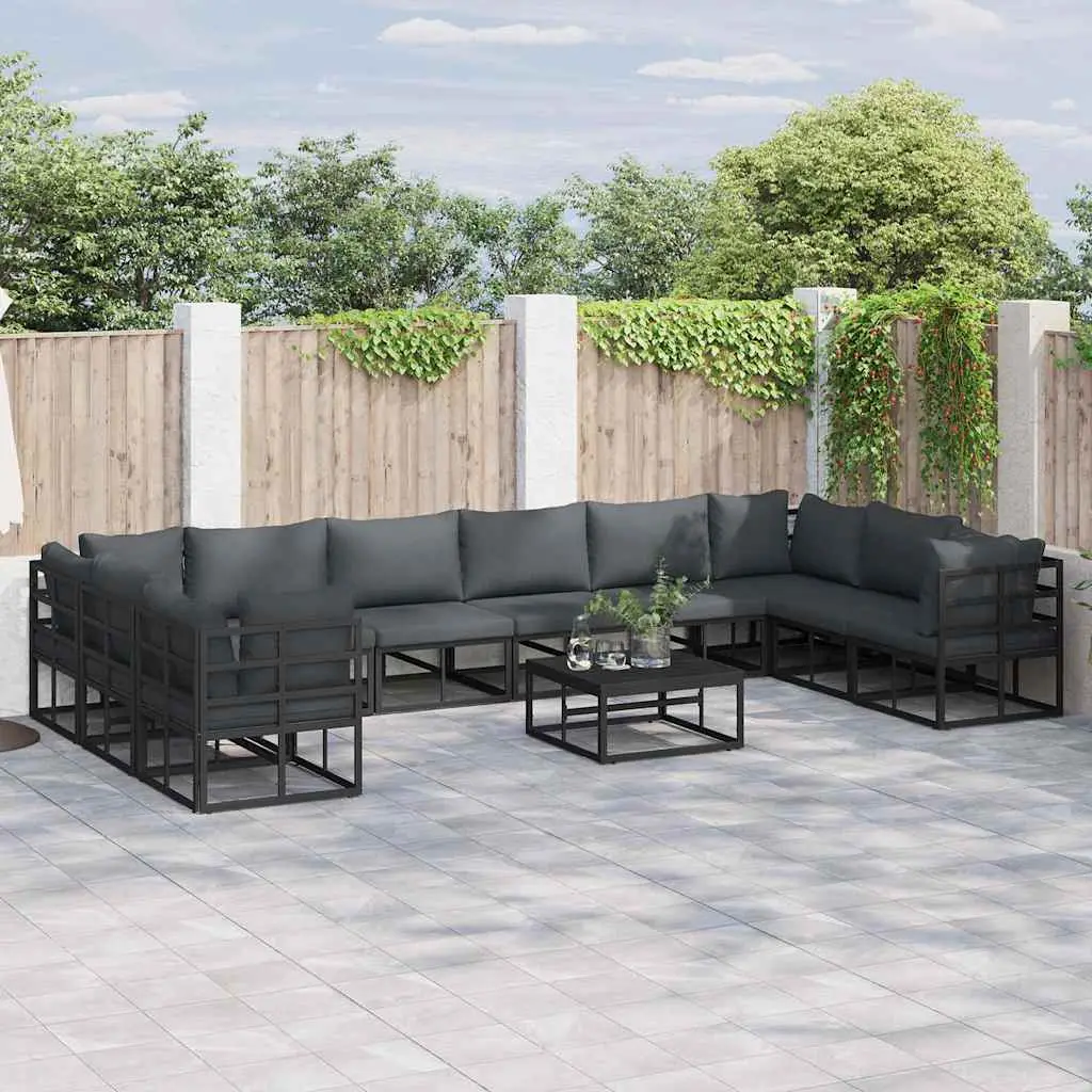 Ensemble Canapé Modulable 10 Places en Aluminium pour Terrasse Spacieuse Noir – ComfortXL Outdoor Living
