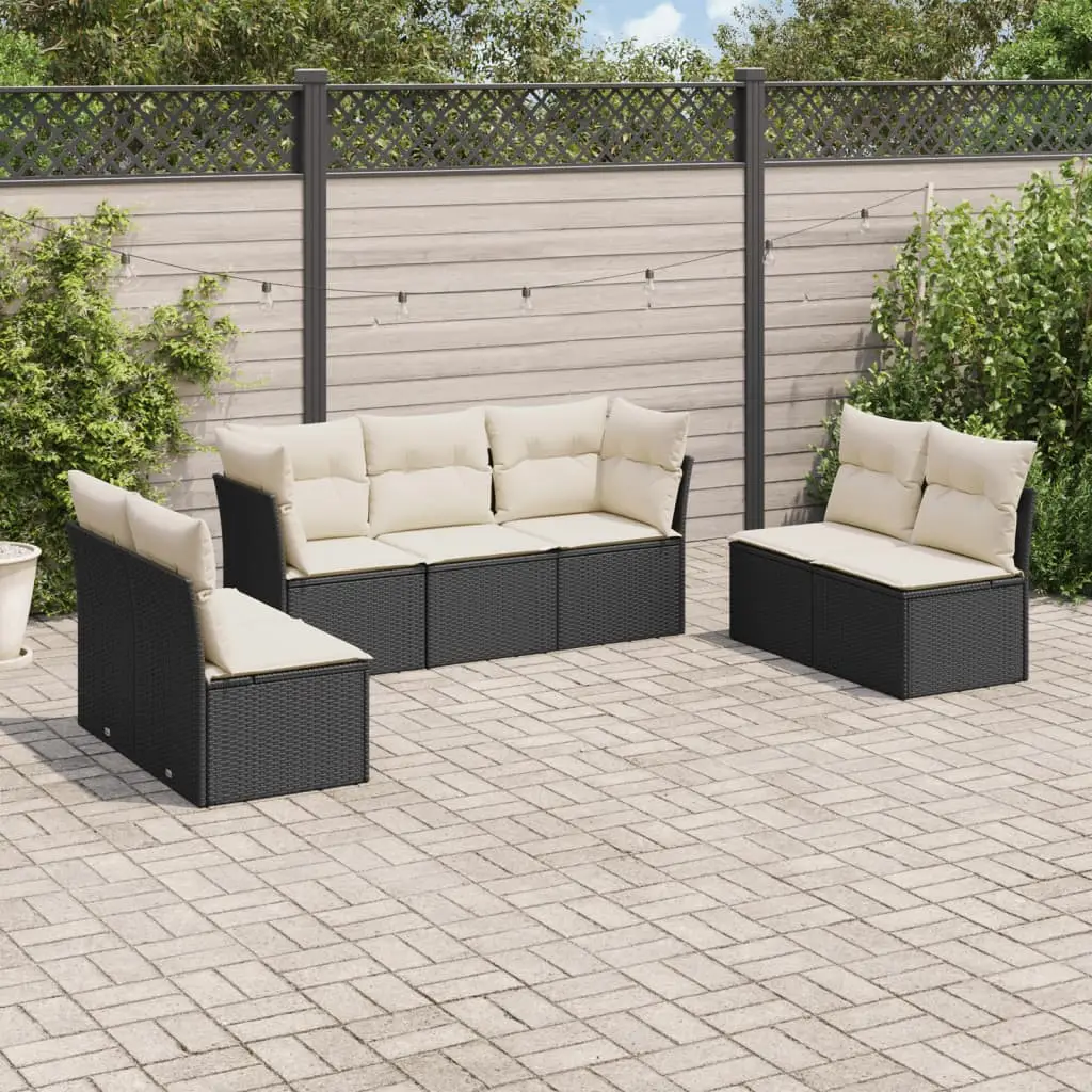 Ensemble Canapés de Jardin 7 Pièces Résine Tressée pour Terrasse Extérieur Noir – ComfortXL Outdoor Living